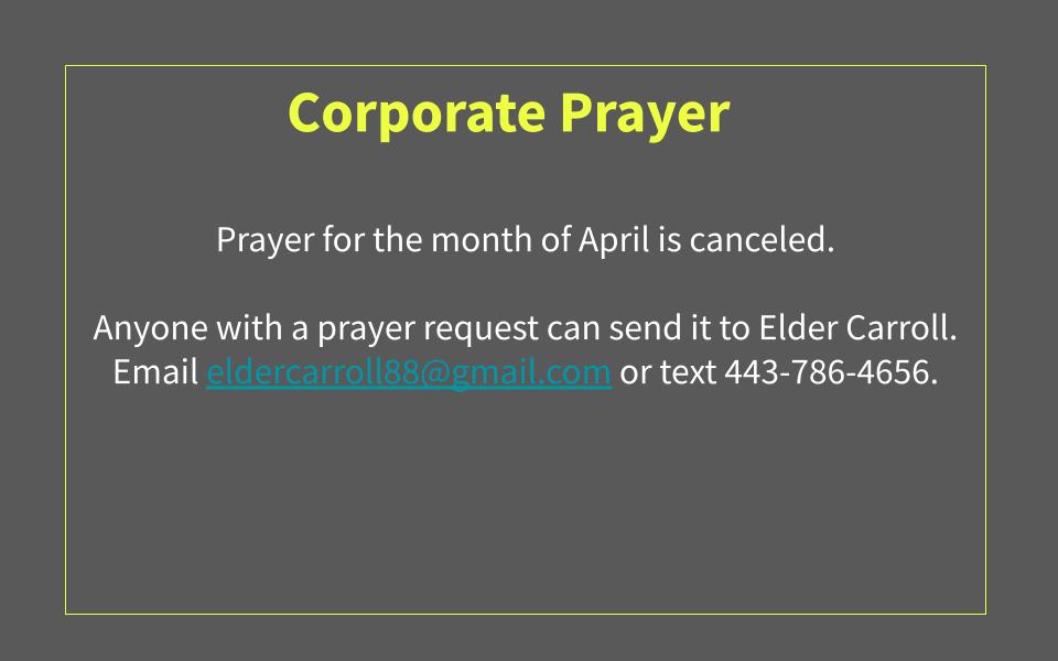 April Prayer Canceled
